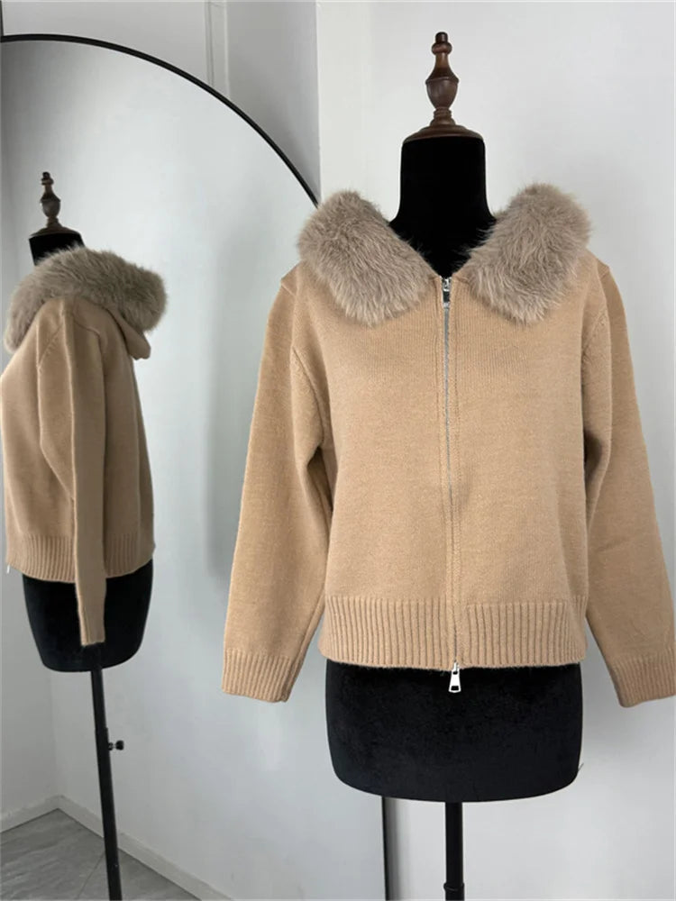 Fluffy Polyester Hooded Jacket Chicchar Fashion