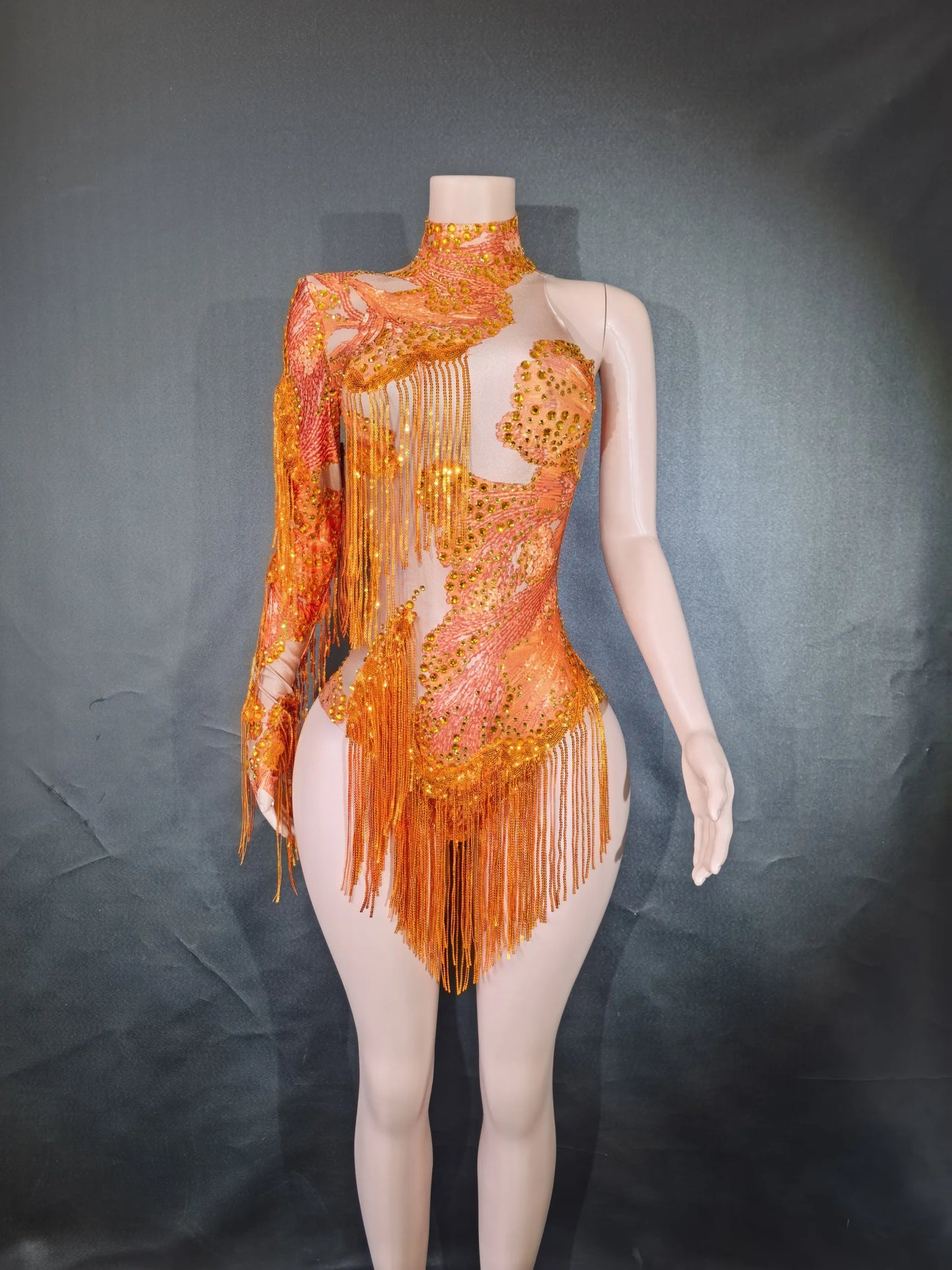 Blue Rhinestone Dance Bodysuit