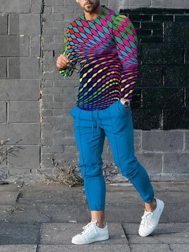 Men's 3D Print Polyester Set
