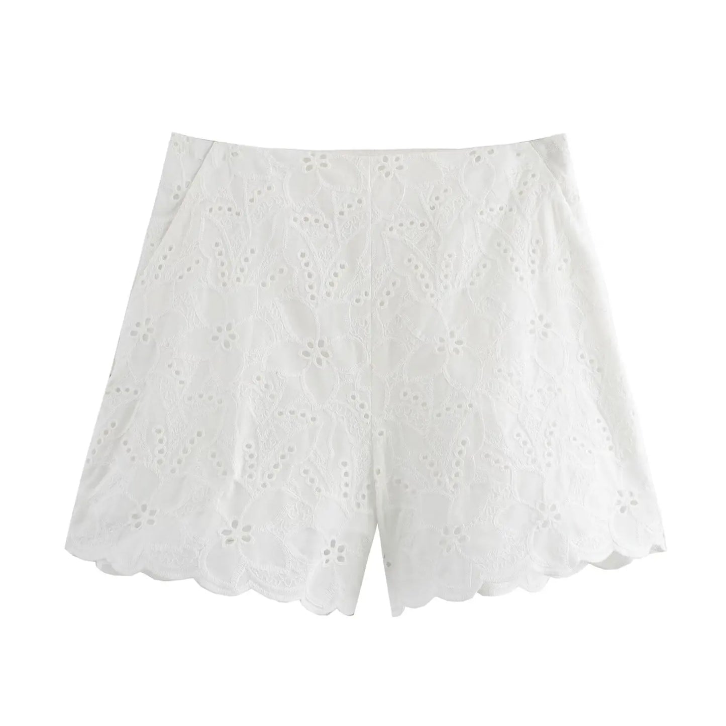 White Lace Blazer Shorts Set
