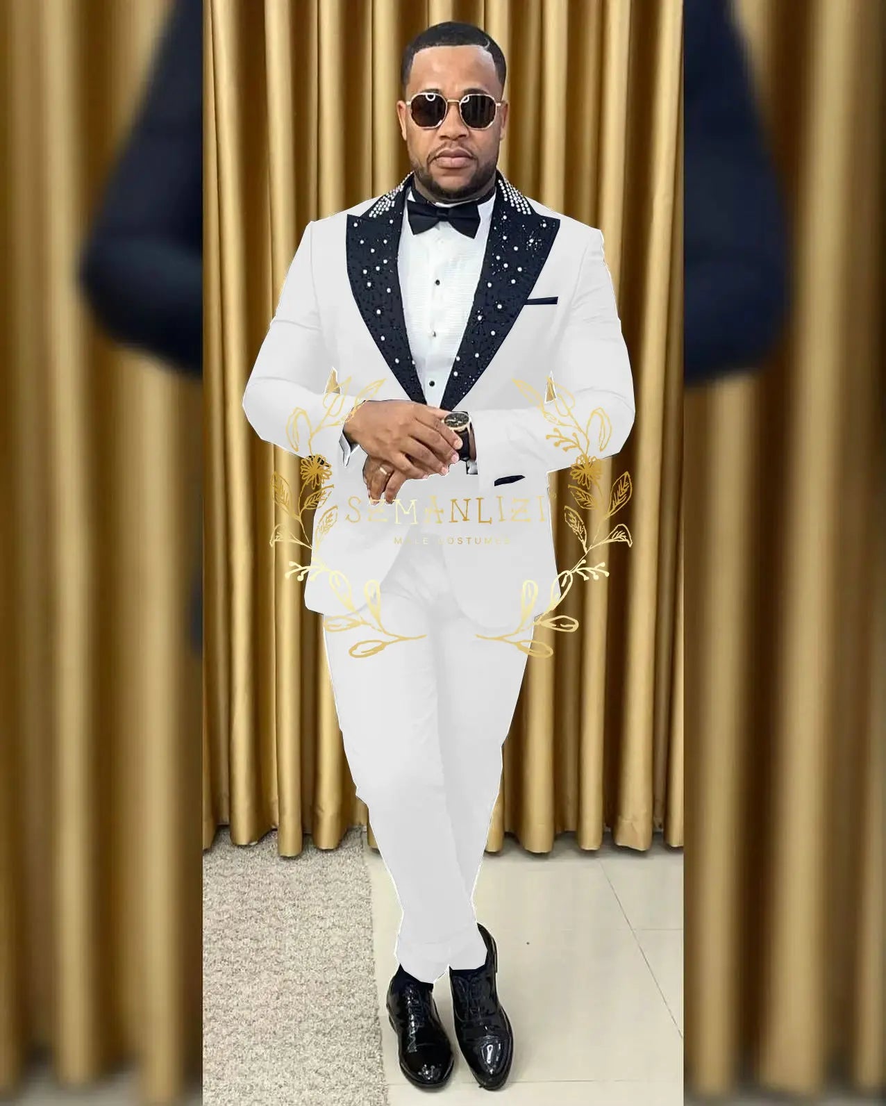 Black Beaded Lapel Tuxedo