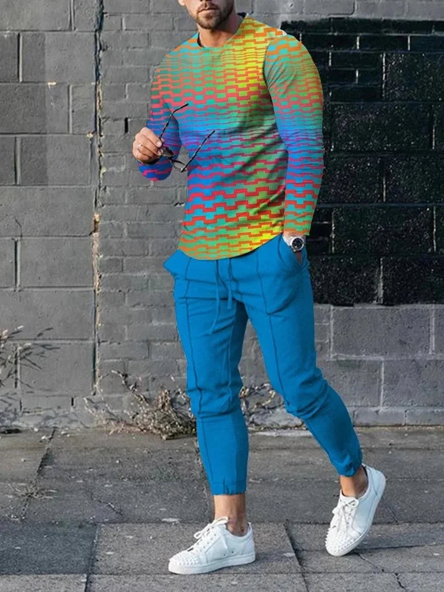 Men's 3D Print Polyester Set