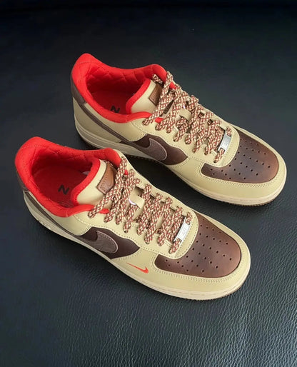 Nike Air Force 1 Lightweight  Comfortable  Versatile  Durable Low Top Board Shoes for Men Brown - Chicchar Fashion