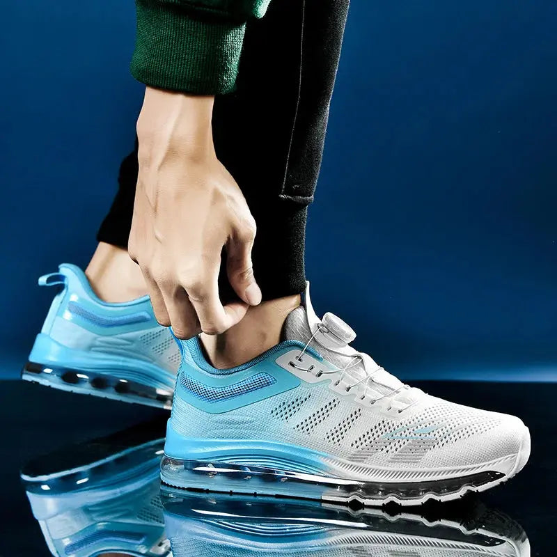 New Rotating Buckle Sports and Casual Shoes Men's Air Cushion Running Shoes Large Mesh Breathable Shoes Outdoor Fashion Footwear - Chicchar Fashion