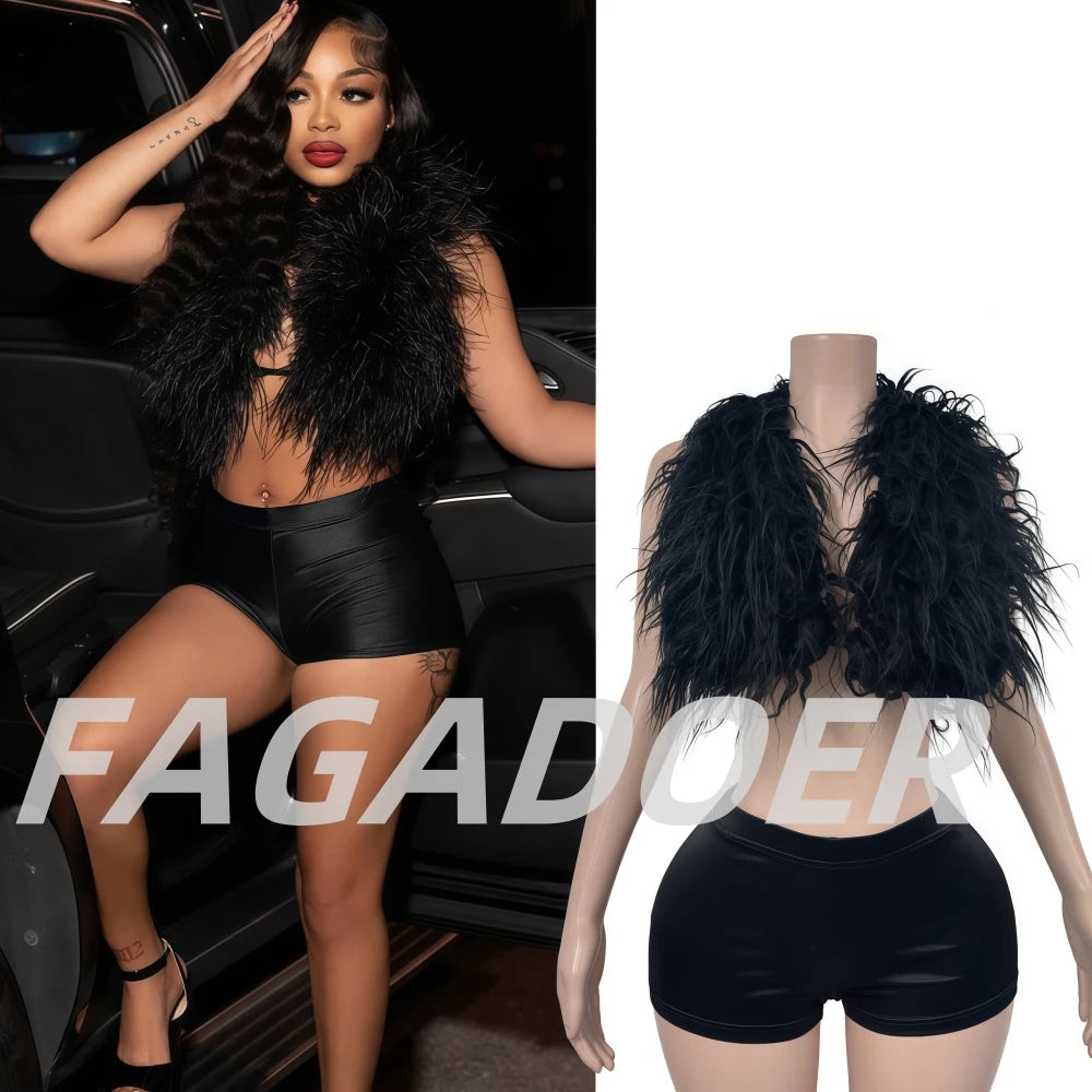 Fur Patchwork Tank & Shorts