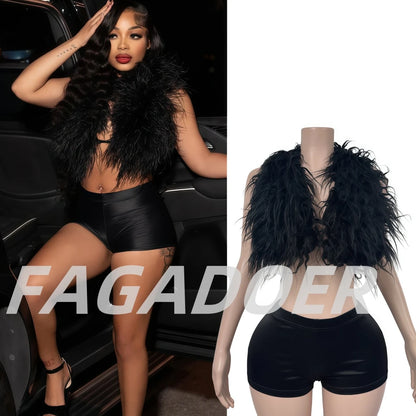 Fur Patchwork Tank & Shorts