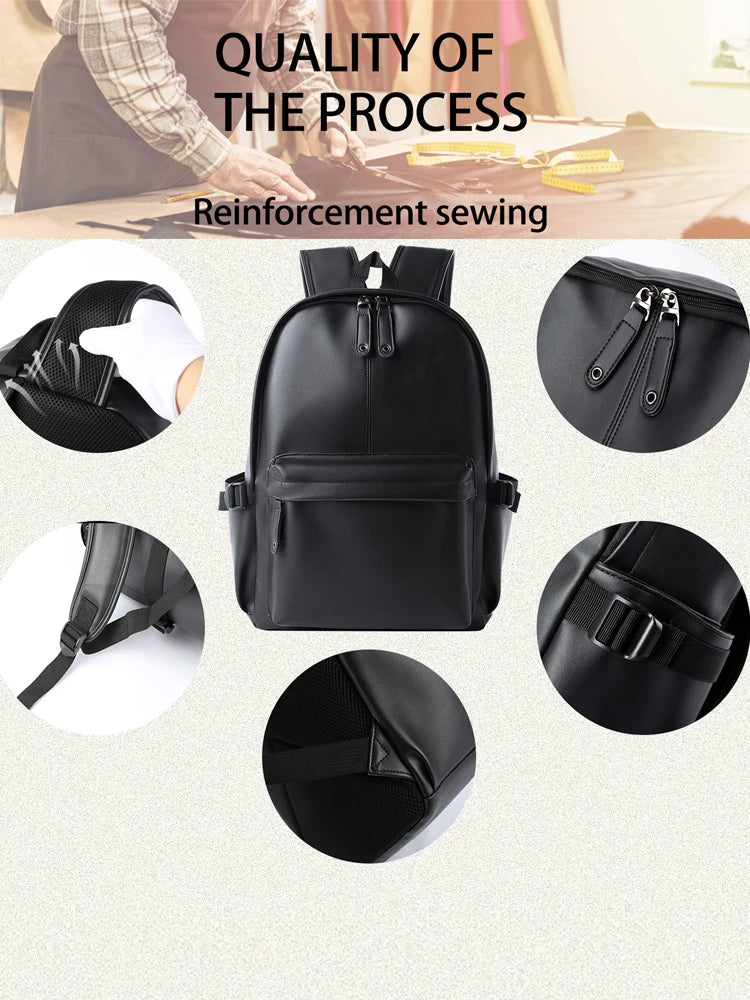 Men Leather Laptop Backpack Large Antitheft Travel Backpack High Quality Fashion Knapsack Bags for Male - Chicchar Fashion