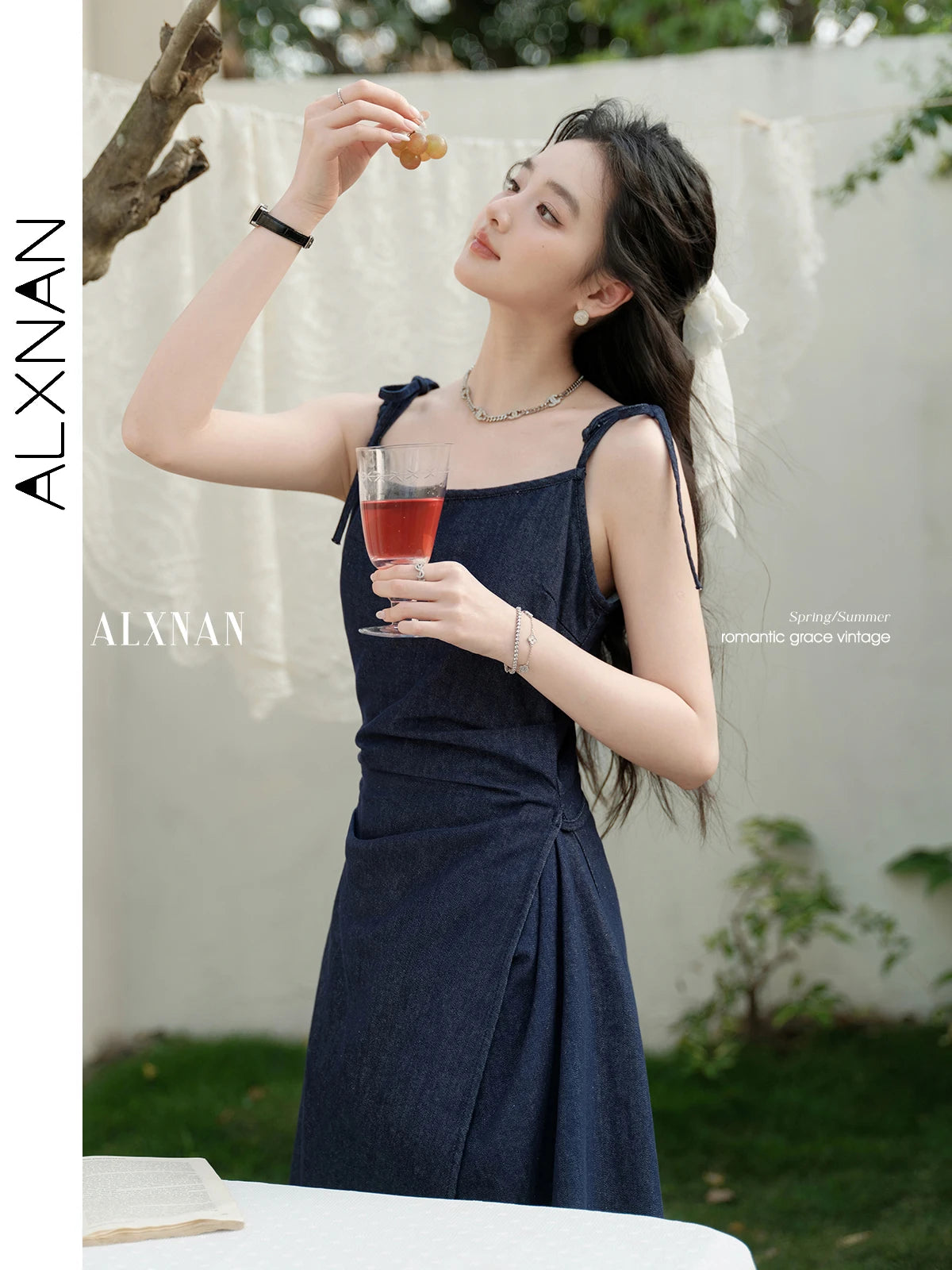 ALXNAN Cotton Denim Dress