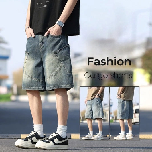 Men's Loose Denim Cargo Shorts