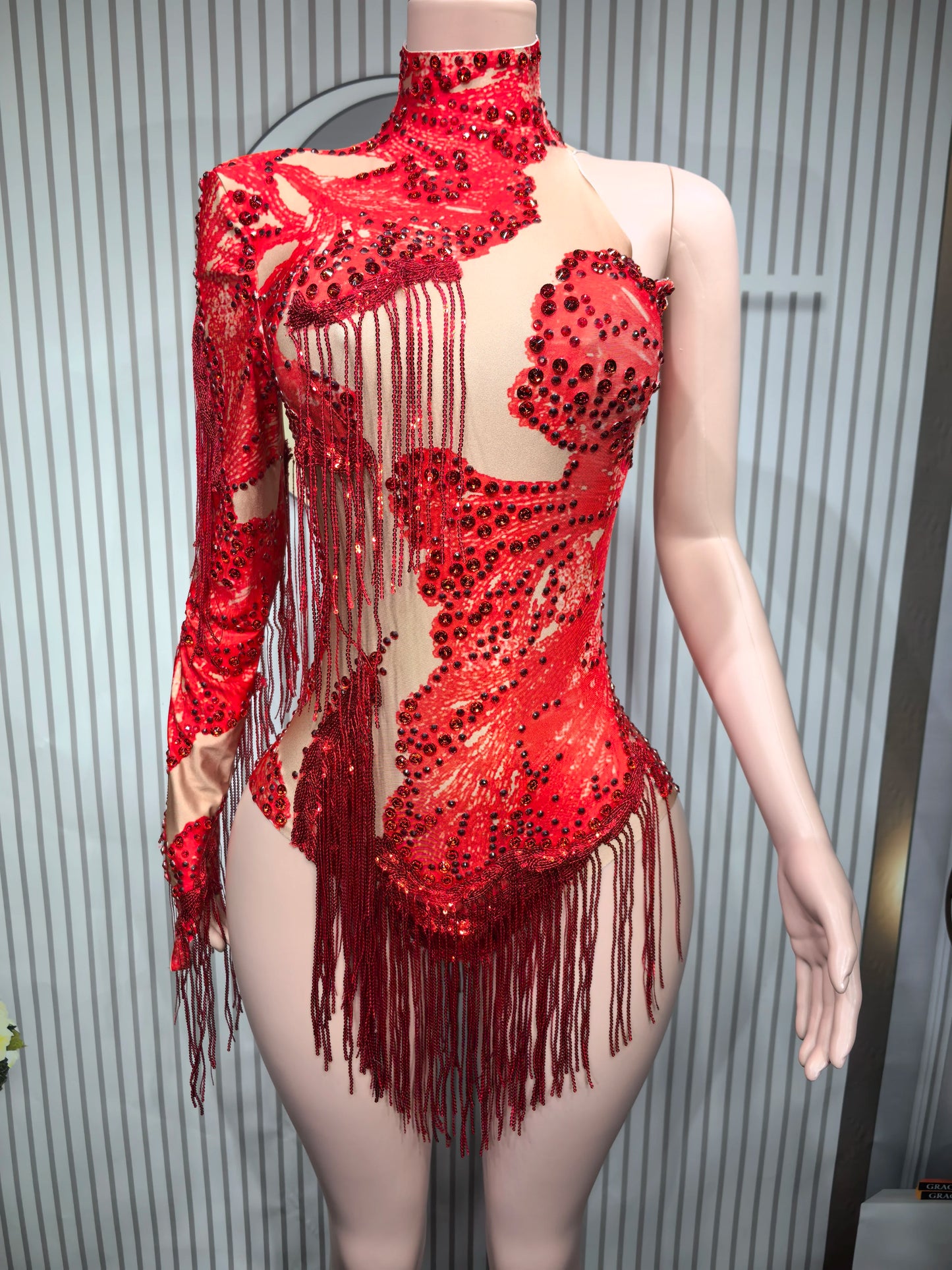 Blue Rhinestone Dance Bodysuit