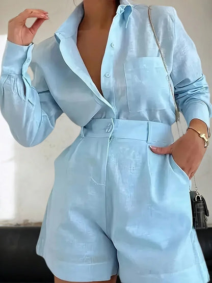 Women's High Waist Collar Suit