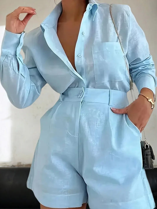 Women's High Waist Collar Suit