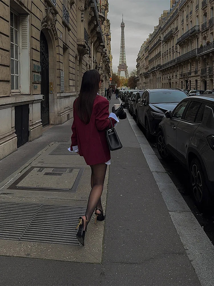 Red Polyester Two-Piece Set