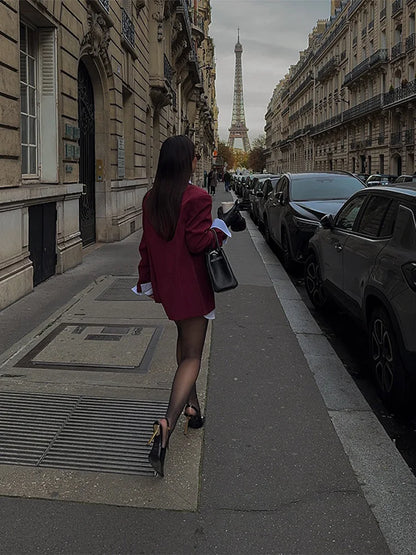 Red Polyester Two-Piece Set