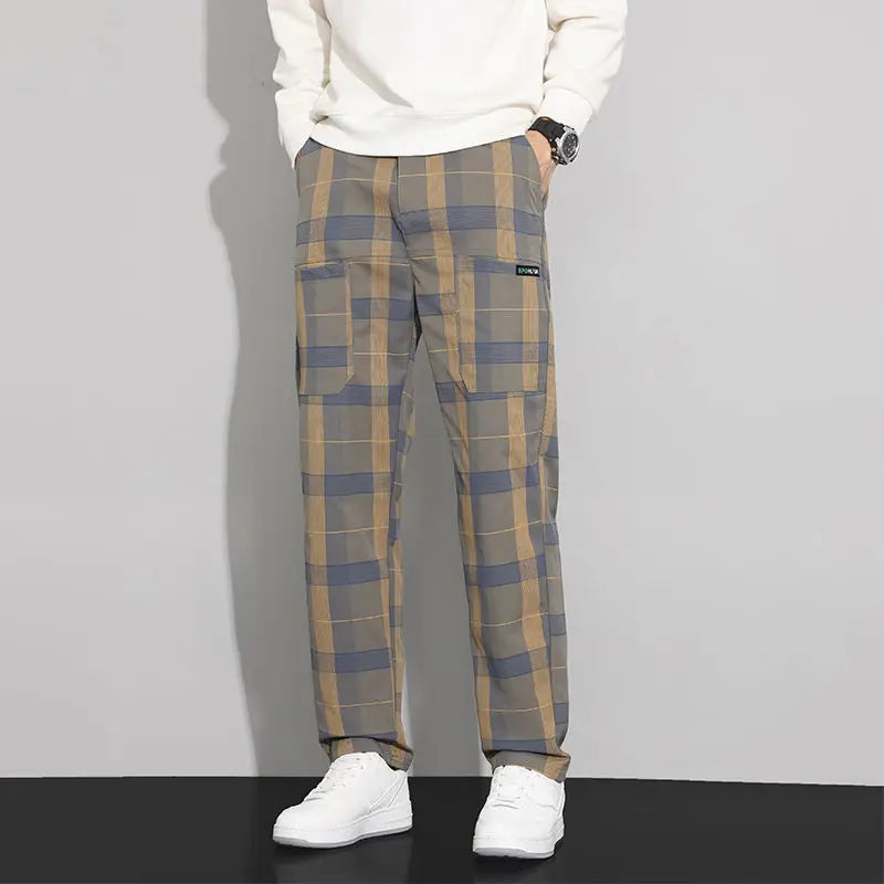 Plaid Harem Cargo Trousers