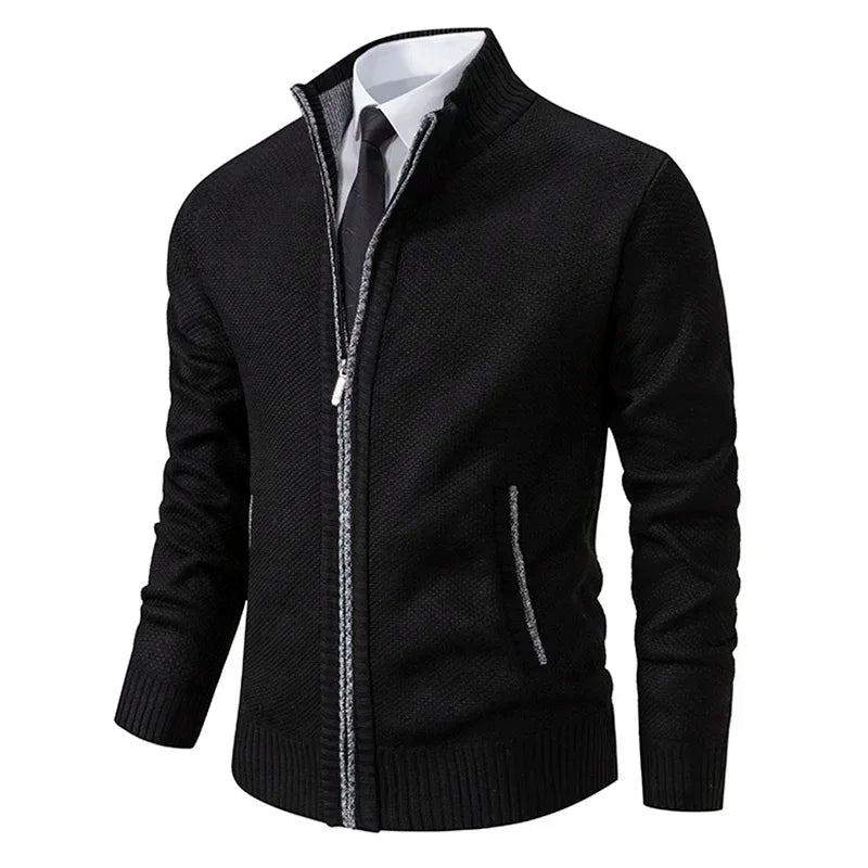 Stand Collar Fleece Cardigan Chicchar Fashion