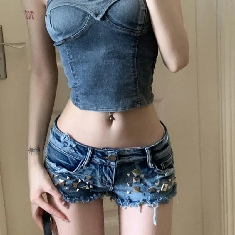 Womens Micro Mini Denim Shorts