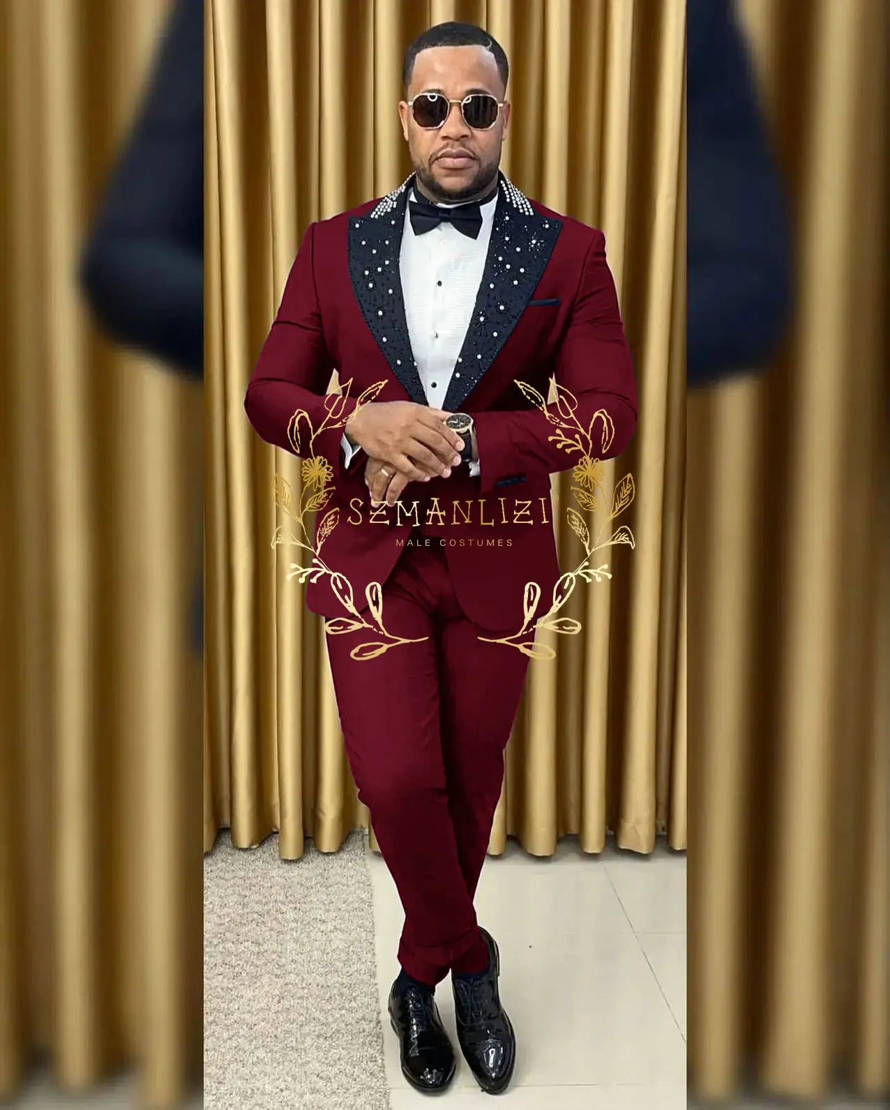 Black Beaded Lapel Tuxedo