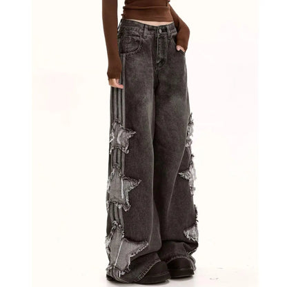 Patchwork High-Waist Jeans