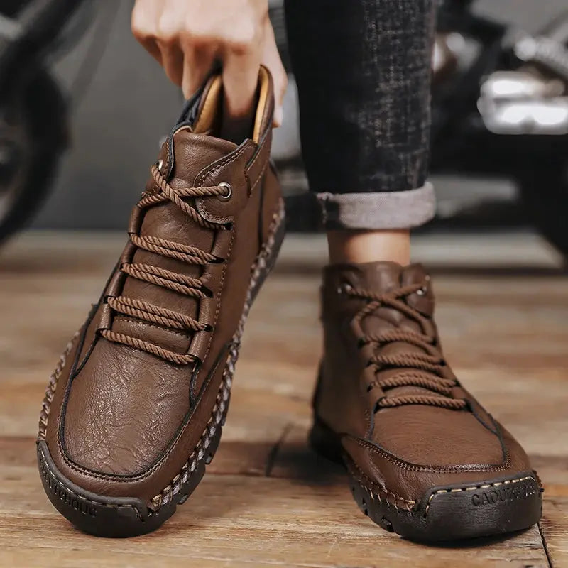 Men's Hand-stitched Boots Plus-size Casual Shoes Comfortable Soft Ankle Boots Outdoor Non-slip Wear Boots Chicchar Fashion