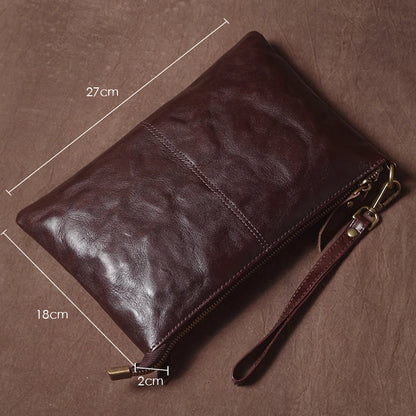 GURO High Quality Men's Real Leather Clutch Luxury Designer Money Pouch Casual Business Handbag Armpit Bag Portable Wristlet Bag - Chicchar Fashion