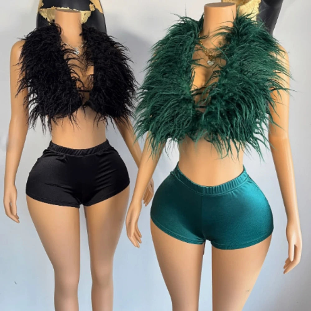 Fur Patchwork Tank & Shorts
