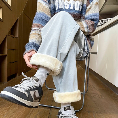 Fleece-Lined Wide Leg Jeans