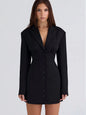 V-Neck Blazer Dress Black
