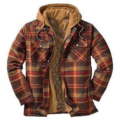 Plaid Hooded Jacket Warm
