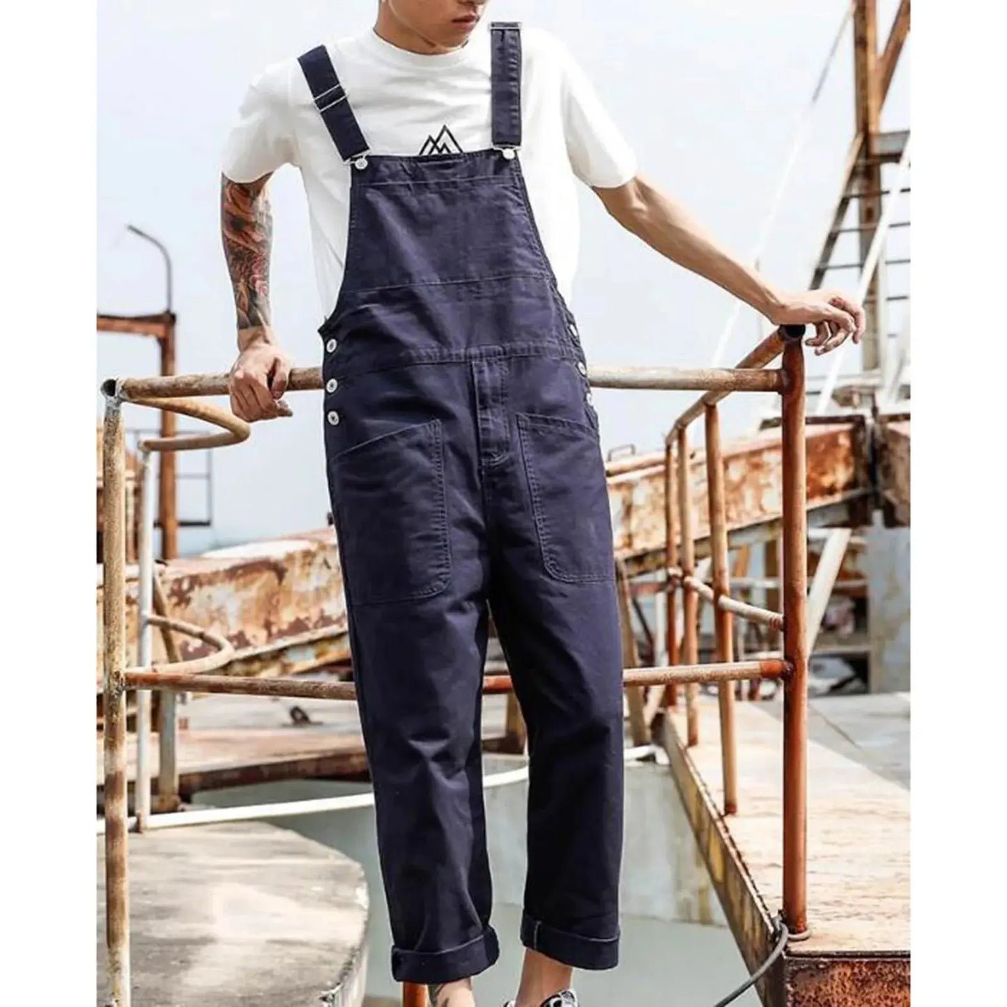 Men's Relaxed Fit Cargo Overalls - Chicchar Fashion
