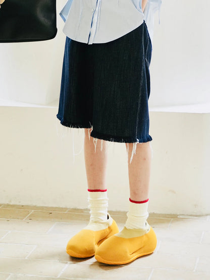 Loose Denim Knee-Length Shorts