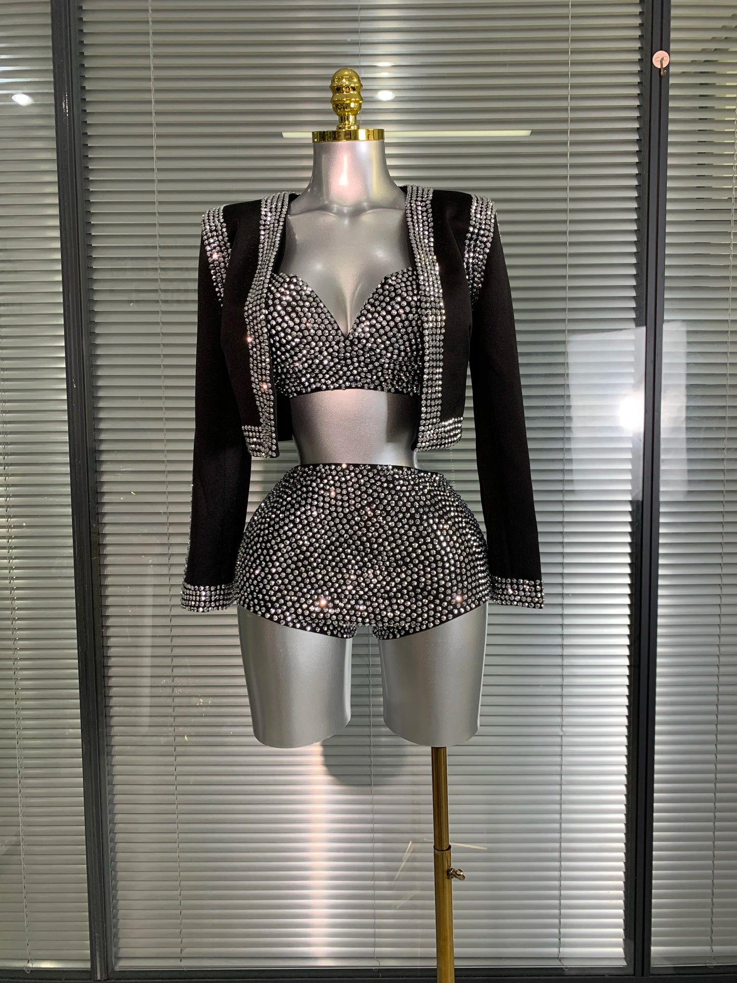 Pink Crystal Spandex Dance Set