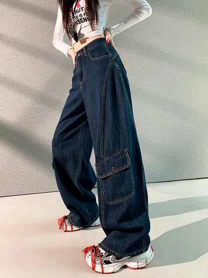 High Waist Blue Cotton Jeans