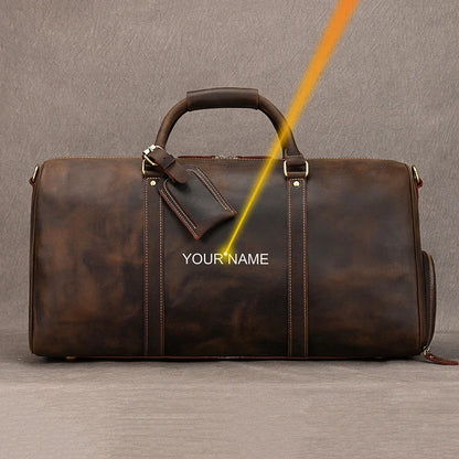 Opulent Voyage: Unisex Leather Travel Duffle Bag
