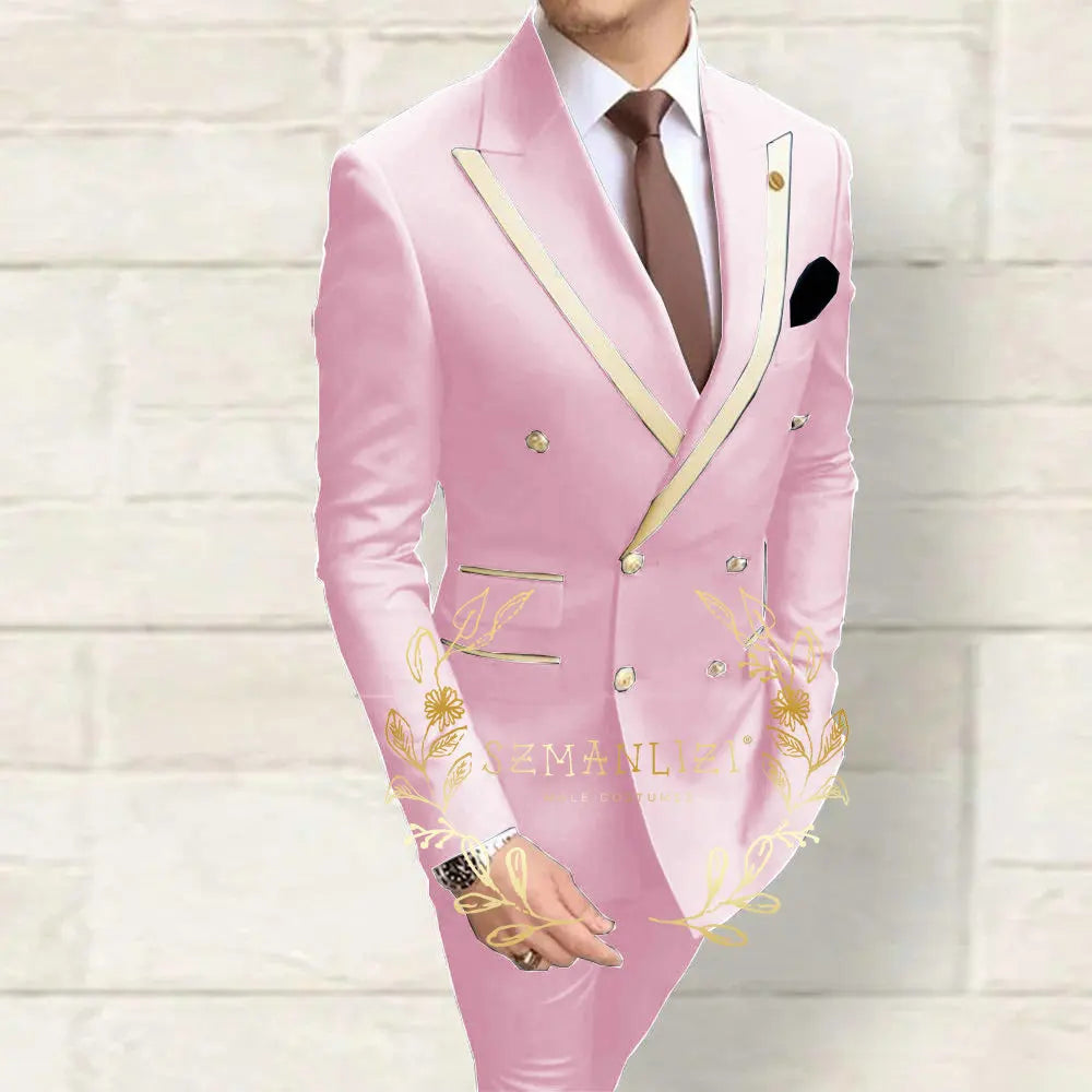 Double Breasted Navy Slim Suit