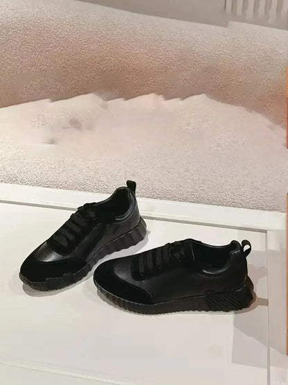 2025 New casual sneakers, European-style genuine leather,fashion, individuality, women's leisure, fashionable flat sports shoes - Chicchar Fashion