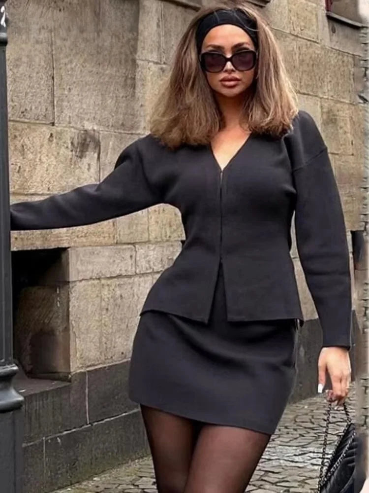 Knit Two-Piece Skirt Set