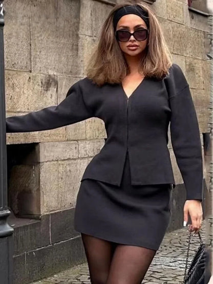 Knit Two-Piece Skirt Set