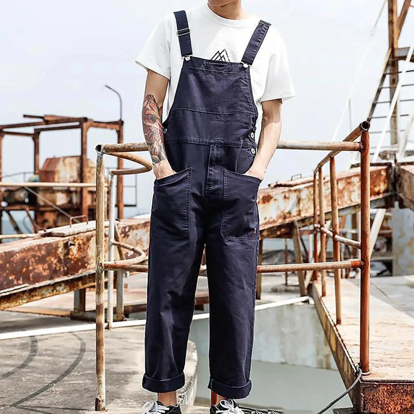 Men's Relaxed Fit Cargo Overalls - Chicchar Fashion