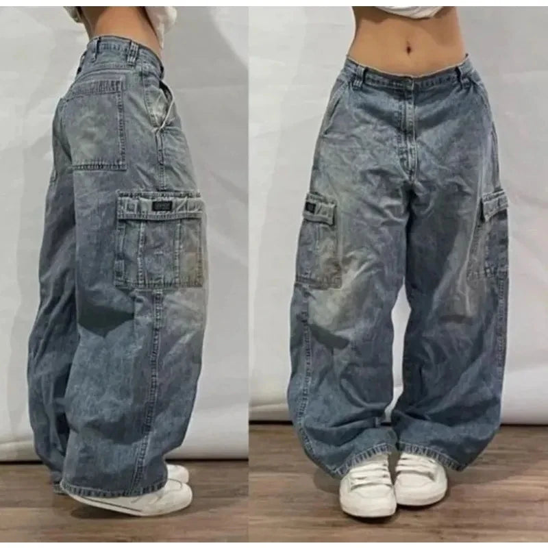 Y2K Washed Baggy Cotton Jeans
