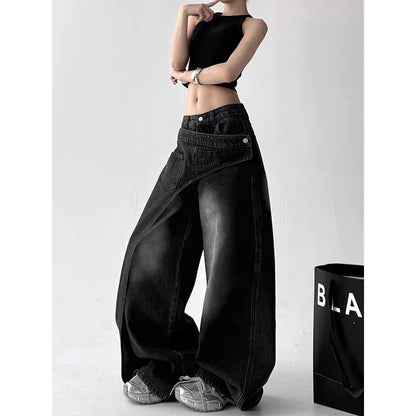 Black Wide-Leg Y2K Jeans