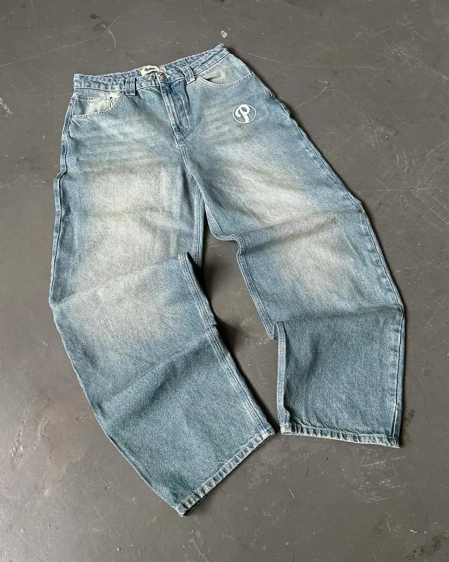 Baggy Embroidered Denim Jeans