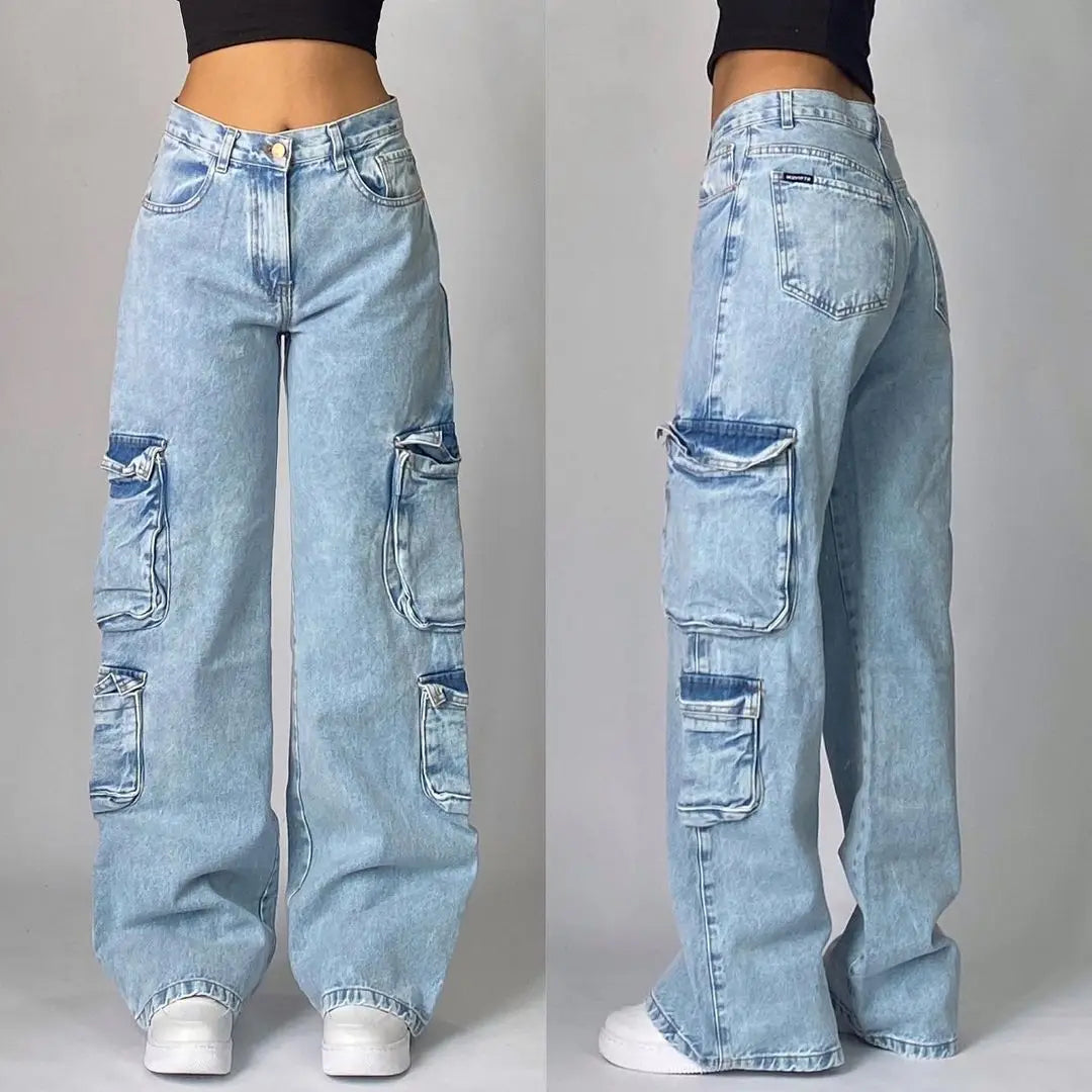 Y2K Washed Baggy Cotton Jeans