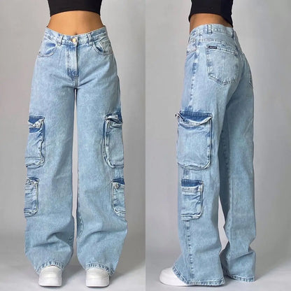 Y2K Washed Baggy Cotton Jeans