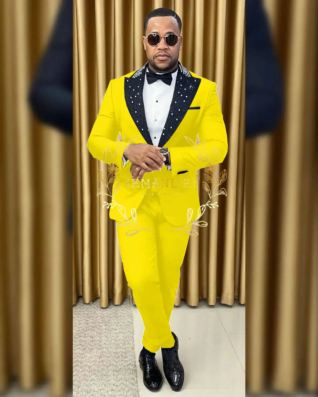 Black Beaded Lapel Tuxedo