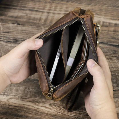 Vintage Men's Clutch Bag RFID Genuine Leather Clutch Wallet Bag Casual Long Purse Large Capacity Travel Handbag Male luxury bags - Chicchar Fashion