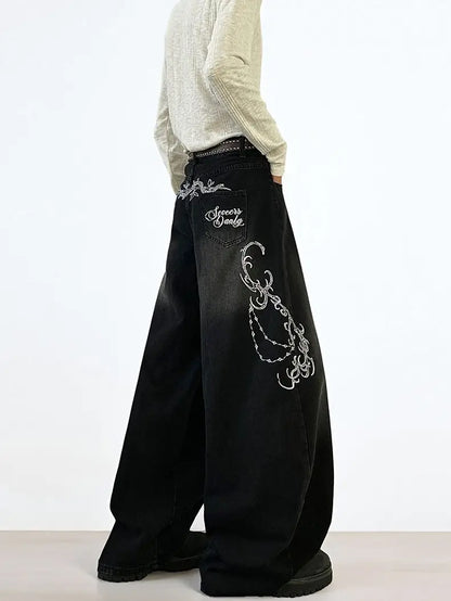 Y2K Embroidered Baggy Jeans