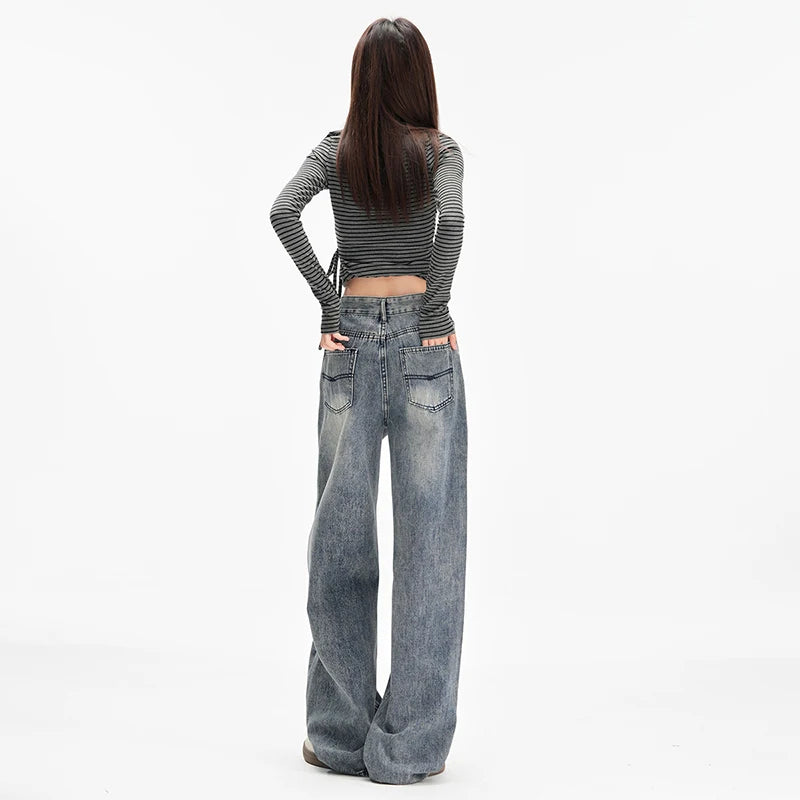 High Waist Fleece Wide Jeans