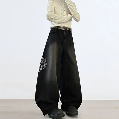Y2K Embroidered Baggy Jeans