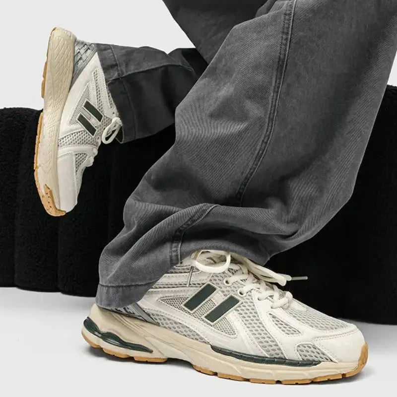 Men's Sports Shoes with A Mesh Surface Made of Patchwork Material, New Lace-up Round Toe Casual Height-increasing Niche Shoes - Chicchar Fashion